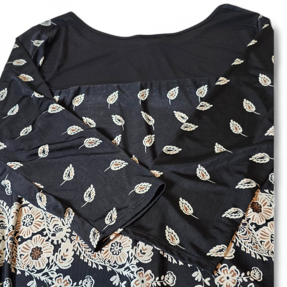 Lavish Black Bohemian Floral Tunic Top – Women's Size 1X - Picture 10 of 13